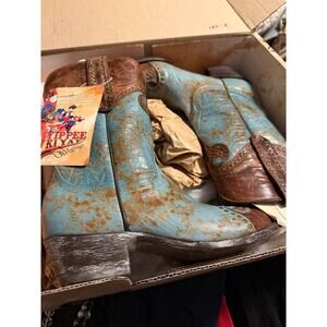 Old Gringo Yippee Ki Yay Grafton turquoise and brown studded cowgirl boots